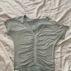 AE  Soft & Sexy Cinch-Front Medium Pale Mint Green Tee